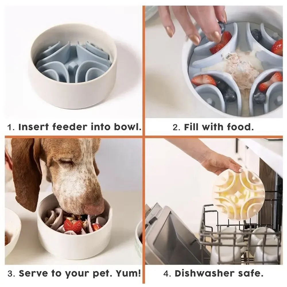 Awoo Great Vibes - Silicone Slow Feeder for Dog Bowls Over 5.5 Inches - Non-Slip